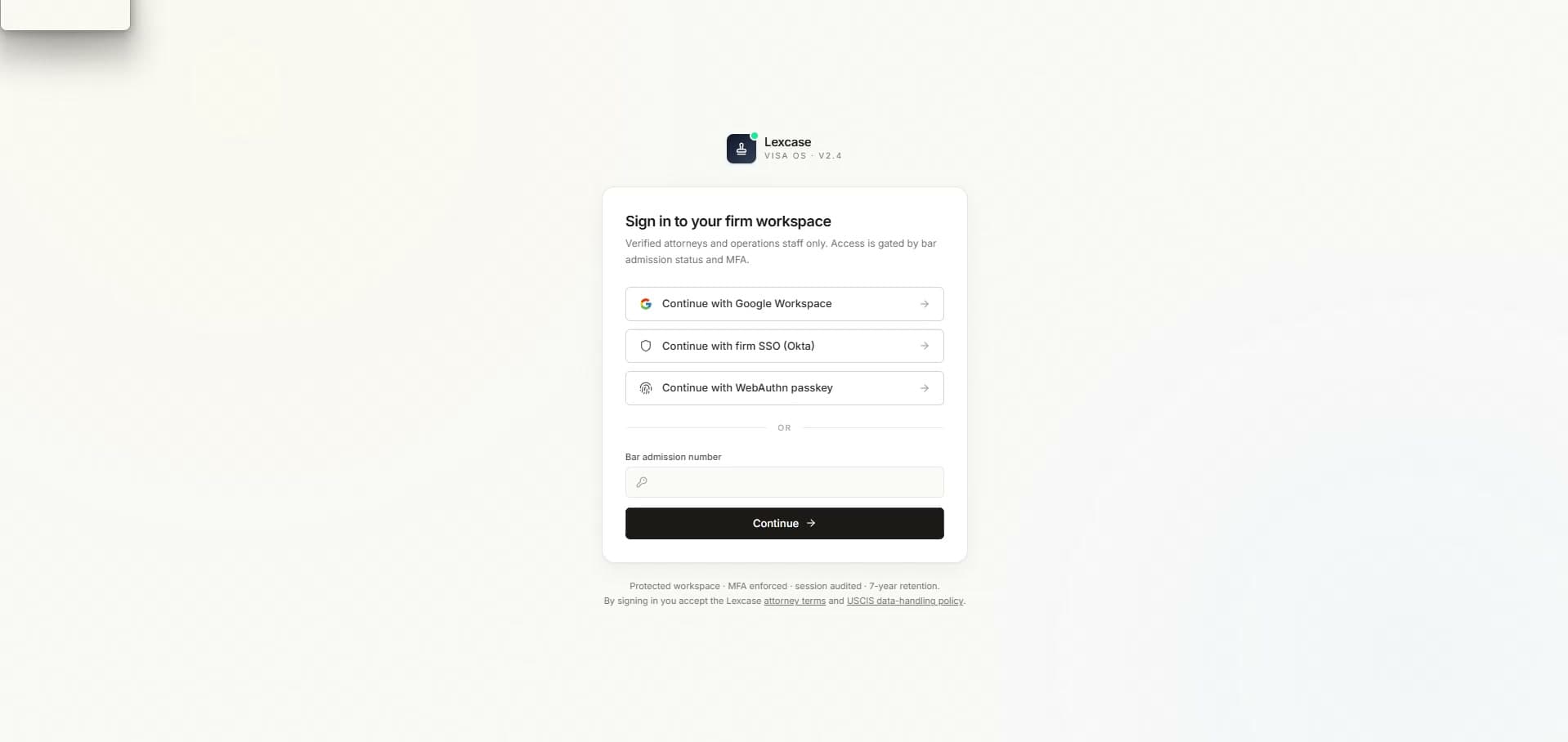 Lexcase · USCIS visa filing OS