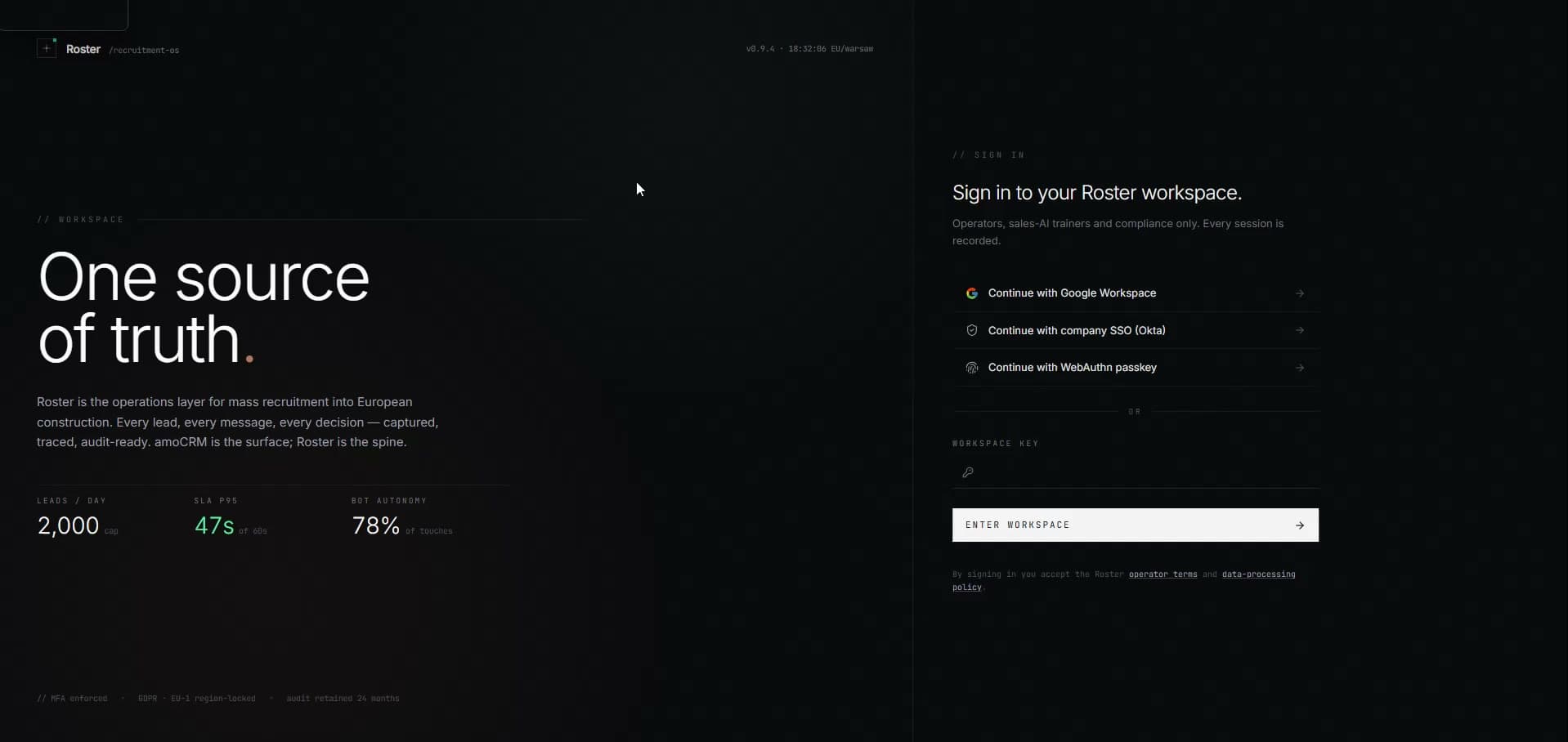 Roster · cross-border recruiting OS